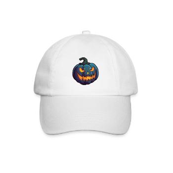 Wilde Fratze Halloween Kürbis glühende Augen - Baseballkappe - Weiß/Weiß - Vorne