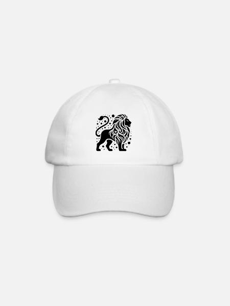 Stolzer Löwe mit wilder Mähne - Baseballkappe - Weiß/Weiß