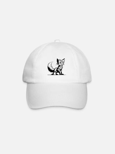 Sympathisch schlauer Fuchs Strich Zeichnung - Baseballkappe - Weiß/Weiß