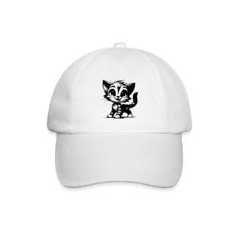 Knuddeliges Katzen Stubentiger Baby Zeichnung - Baseballkappe - Weiß/Weiß - Vorne