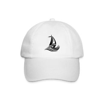 Segelboot bei starkem Wellengang auf offener See - Baseballkappe - Weiß/Weiß - Vorne