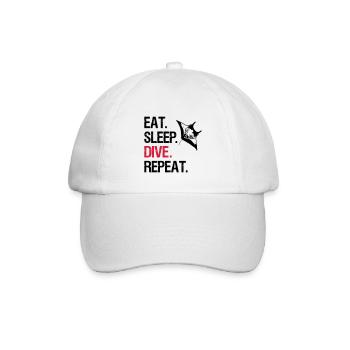 Eat Sleep Dive Repeat - Manta Ray - Vector Design - Baseballkappe - Weiß/Weiß - Vorne