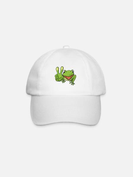 Frosch Peacezeichen - Baseballkappe - Weiß/Weiß