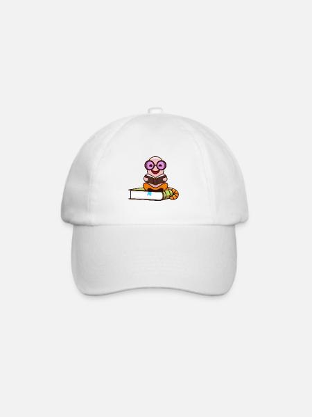 Nerd Bücherwurm liest Bücher - Baseballkappe - Weiß/Weiß
