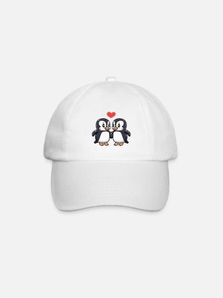 Pinguin Paar Herz - Baseballkappe - Weiß/Weiß