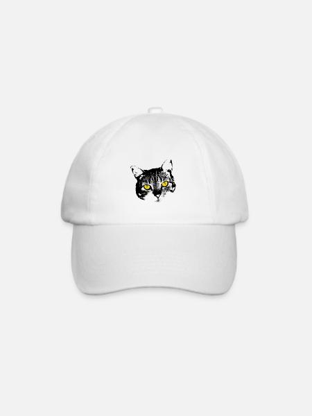 Katze - Baseballkappe - Weiß/Weiß