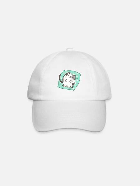 schlafende Katze - Baseballkappe - Weiß/Weiß