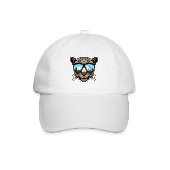 Leopard Googles Geschenk für Snowboarden Wintersport - Baseballkappe - Weiß/Weiß - Vorne