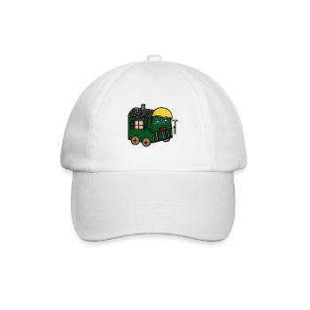fröhlicher Bauwagen Baustelle bauen Hammer Tiefbau - Baseballkappe - Weiß/Weiß - Vorne