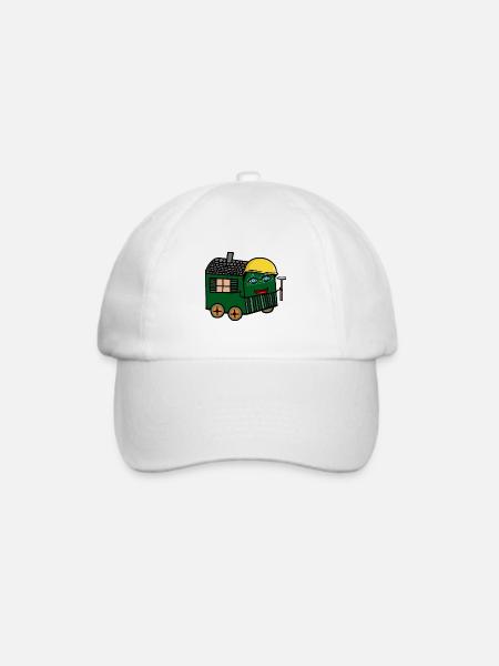 fröhlicher Bauwagen Baustelle bauen Hammer Tiefbau - Baseballkappe - Weiß/Weiß