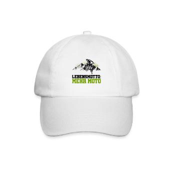 Lebensmotto Mehr Moto Enduro Motocross Motorrad Bi - Baseballkappe - Weiß/Weiß - Vorne