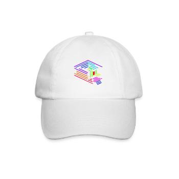 Liniengeometrie eines Objektes in Regenbogenfarben - Baseballkappe - Weiß/Weiß - Vorne