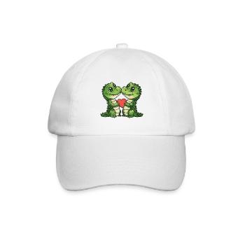 Alligator Paar Liebe - Baseballkappe - Weiß/Weiß - Vorne