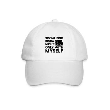 Irgendwie nachts nur mit mir selbst gesellig Sprüche - Baseballkappe - Weiß/Weiß - Vorne