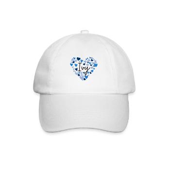 Efeu Name Design mit herzförmigen blauen Herzen - Baseballkappe - Weiß/Weiß - Vorne