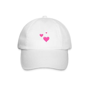 Drei Rosa Herzen - Baseballkappe - Weiß/Weiß - Vorne