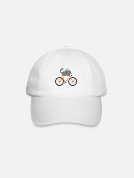Katze Fährt Fahrrad - Baseballkappe - Weiß/Weiß