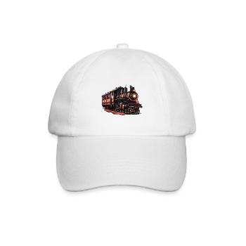 Zug / Lokomotive / Dampflok / Eisenbahn / Lock - Baseballkappe - Weiß/Weiß - Vorne