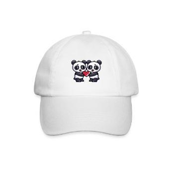 Panda Paar Herz - Baseballkappe - Weiß/Weiß - Vorne