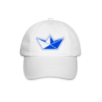 Blaues Segelboot aus Origami. - Baseballkappe - Weiß/Weiß - Vorne