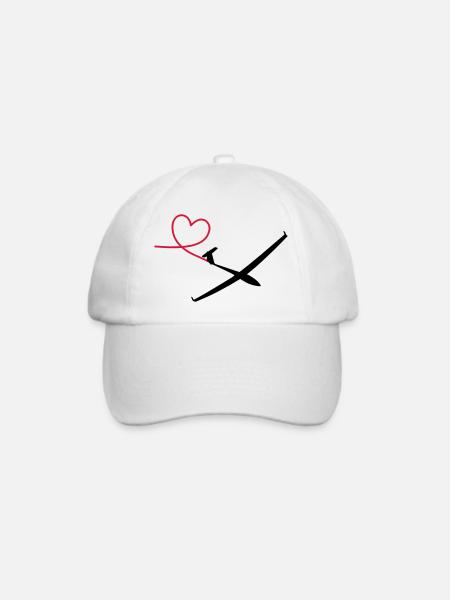 Segelflugzeug mit Herz - Baseballkappe - Weiß/Weiß