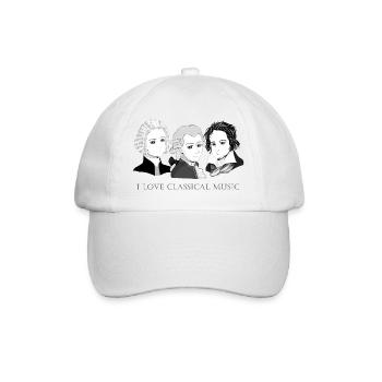 Bach - Mozart - Beethoven im Chibi-Style - Baseballkappe - Weiß/Weiß - Vorne