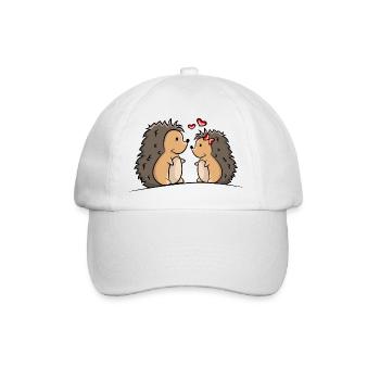 Igel Paar mit Herzen - Baseballkappe - Weiß/Weiß - Vorne