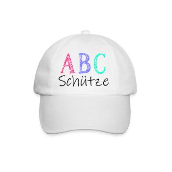 ABC Schütze Typografie Schulkind Einschulung - Baseballkappe - Weiß/Weiß - Vorne