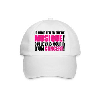 je fume tellement de musique! - Baseballkappe - Weiß/Weiß - Vorne