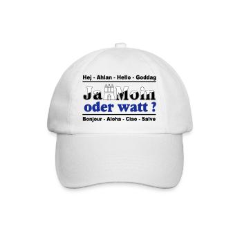 Hamburg , Tradition , Ja Moin oder watt (25) - Baseballkappe - Weiß/Weiß - Vorne