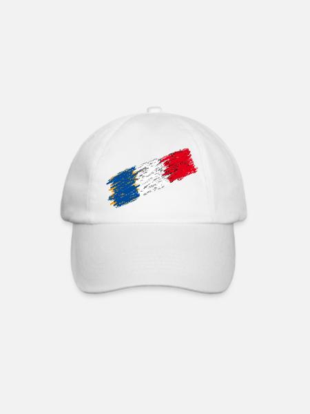 Frankreich Flagge - KURSIV - Baseballkappe - Weiß/Weiß