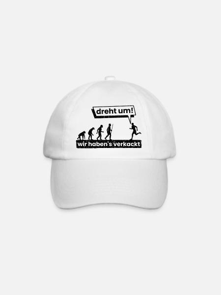 Evolution Menscheit Klima 2020 Kacken Verkackt Fun - Baseballkappe - Weiß/Weiß