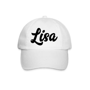 Lisa benutzerdefinierte Text Geburtstagsname - Baseballkappe - Weiß/Weiß - Vorne