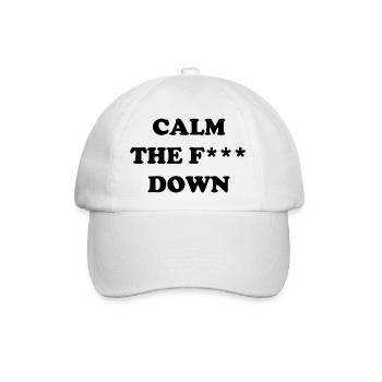 Calm The Fuck Down Komm runter stressfrei lustig - Baseballkappe - Weiß/Weiß - Vorne