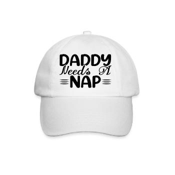 Daddy Needs A Nap - Baseballkappe - Weiß/Weiß - Vorne