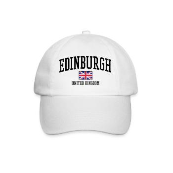 Edinburgh Flaggen-Shirt – Schottland Stadtmotiv - Baseballkappe - Weiß/Weiß - Vorne