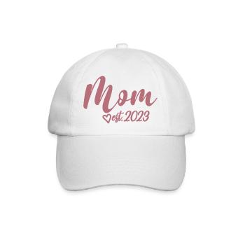 2023, Mama zu werden, Schwangerschaftsankündigung - Baseballkappe - Weiß/Weiß - Vorne