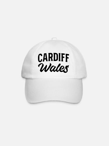 Cardiff Wales Retro Schriftzug - Baseballkappe - Weiß/Weiß