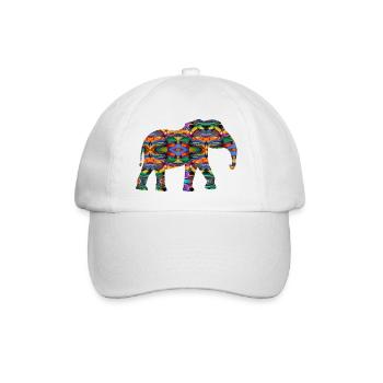 kunterbunter Elefant - Baseballkappe - Weiß/Weiß - Vorne