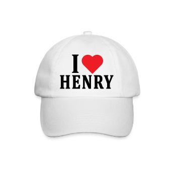 T-Shirt Name Ich liebe Henry T-Shirt Geschenkidee - Baseballkappe - Weiß/Weiß - Vorne