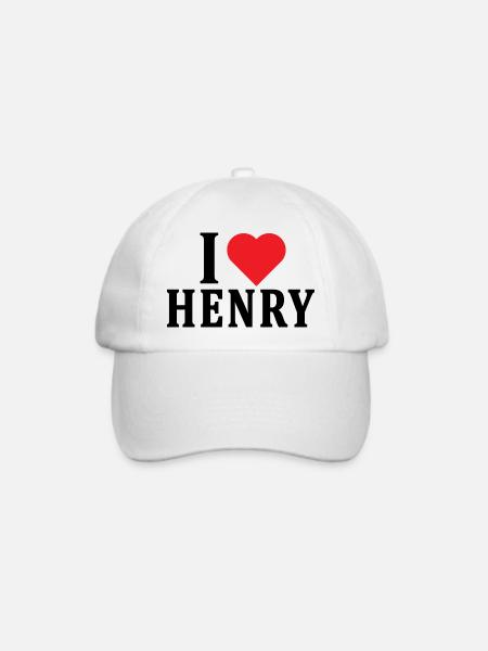 T-Shirt Name Ich liebe Henry T-Shirt Geschenkidee - Baseballkappe - Weiß/Weiß