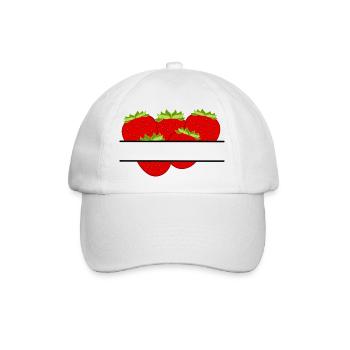 Erdbeeren im Banner mit roten Erdbeeren - Baseballkappe - Weiß/Weiß - Vorne