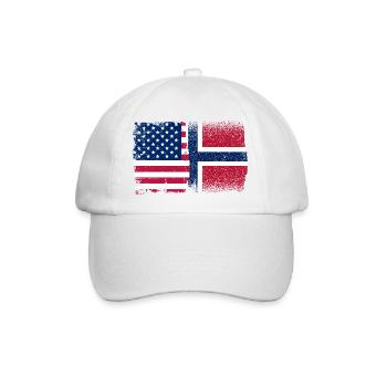 Hinweis Mashup USA Norwegen - Baseballkappe - Weiß/Weiß - Vorne