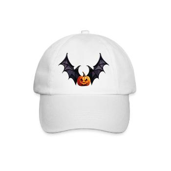 Fledermaus-Kürbiskopf mit schaurigen Flügeln - Baseballkappe - Weiß/Weiß - Vorne