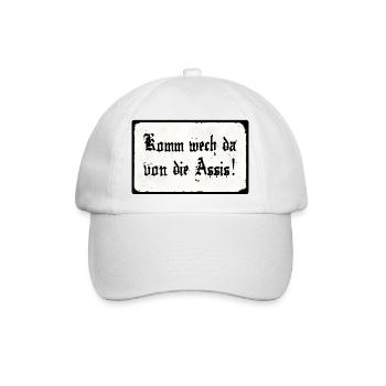 Komm wech da von die Assis - Baseballkappe - Weiß/Weiß - Vorne