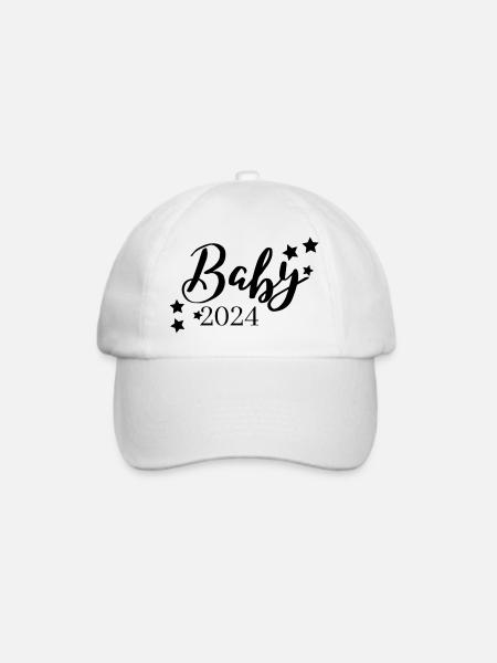 Baby 2024 Aufdruck, Herzen, Unisex - Baseballkappe - Weiß/Weiß