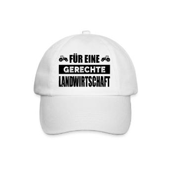 Bauernprotest Für Eine Gerechte Landwirtschaft - Baseballkappe - Weiß/Weiß - Vorne