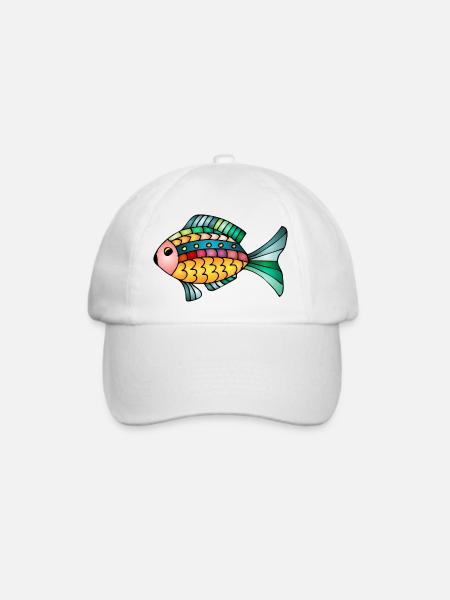 Fisch - Baseballkappe - Weiß/Weiß