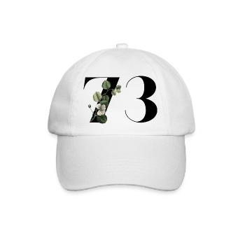 Nummer 73 Blumengrün - 73. Blumengeburtstag - Baseballkappe - Weiß/Weiß - Vorne