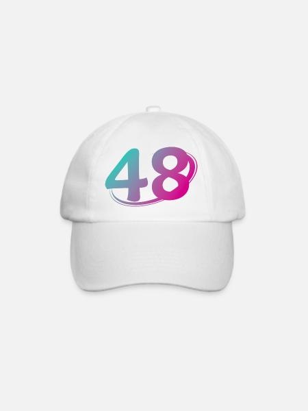 Nummer 48 mehrfarbig - Baseballkappe - Weiß/Weiß